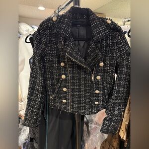 Generation Love Tweed Gold + Black Cropped Blazer/Jacket